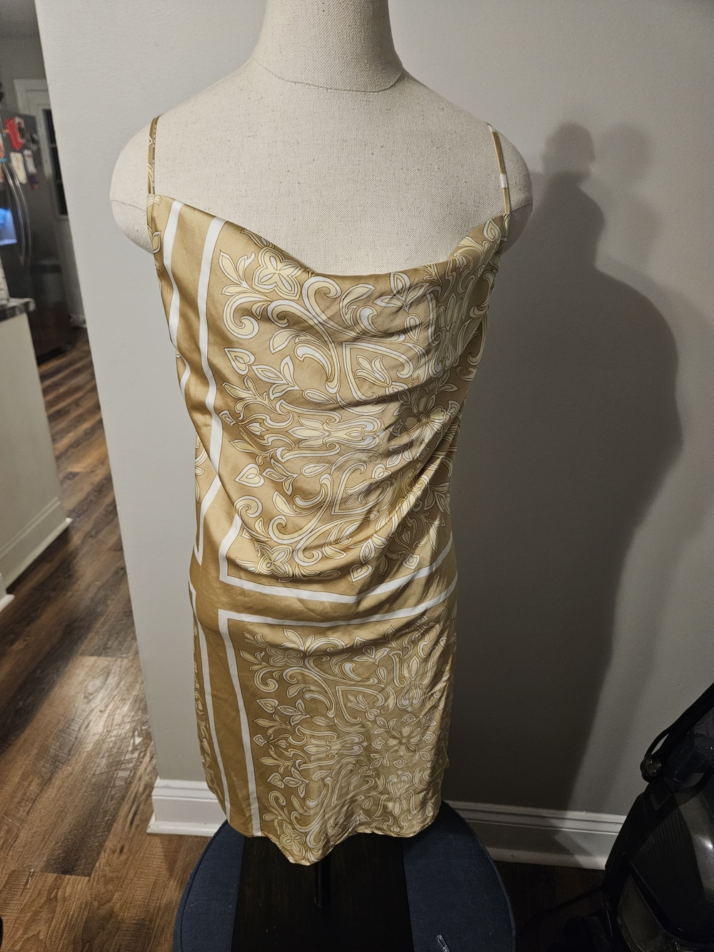 Forever 21 Gold and White Cowl Neck Slip Dress